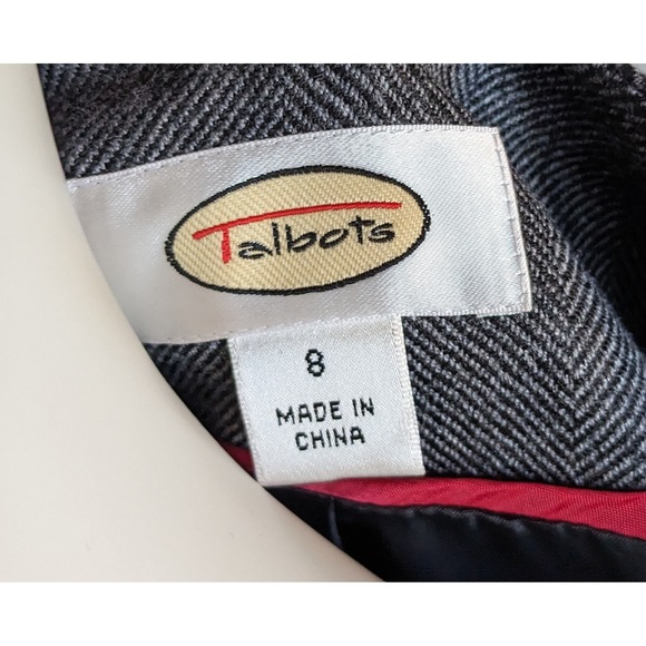 Talbots Vintage Gray Wool Button Up Belted Blazer Jacket, Size 8 - Picture 7 of 7